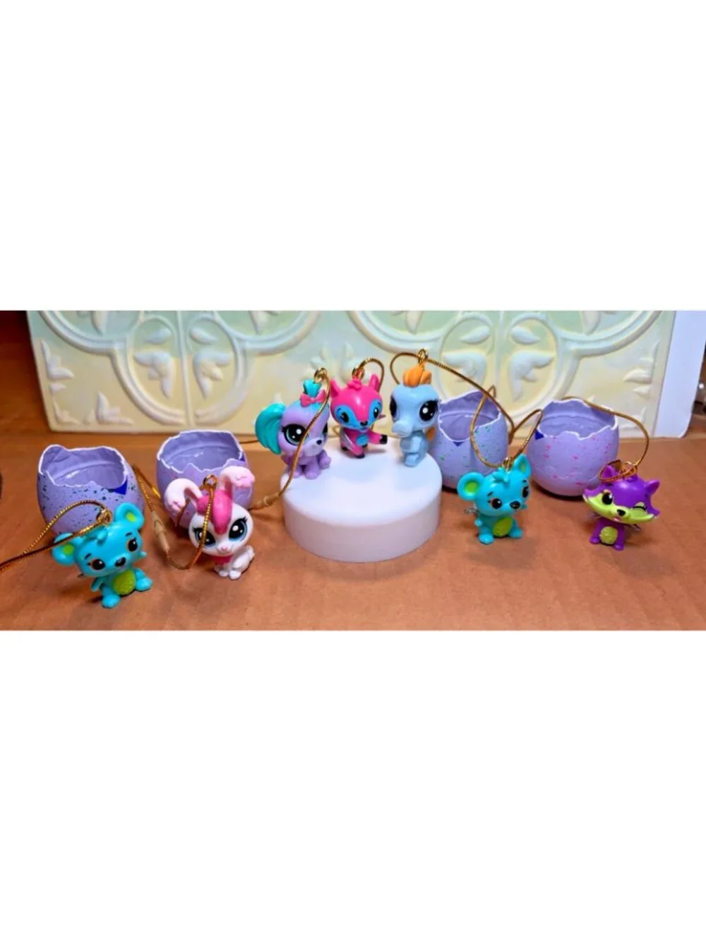 7pc Hatchimals Mini Figures Collectible Set W/ Golden String & Eggshell U69a